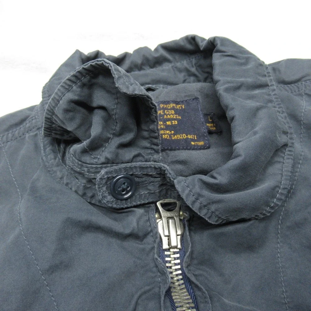 J Crew Jacket Women Large Blue Pockets Cotton Twill Quad Full Zip Field Utility